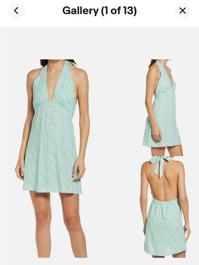bp Halter Swim Coverup in Mint Green Print
